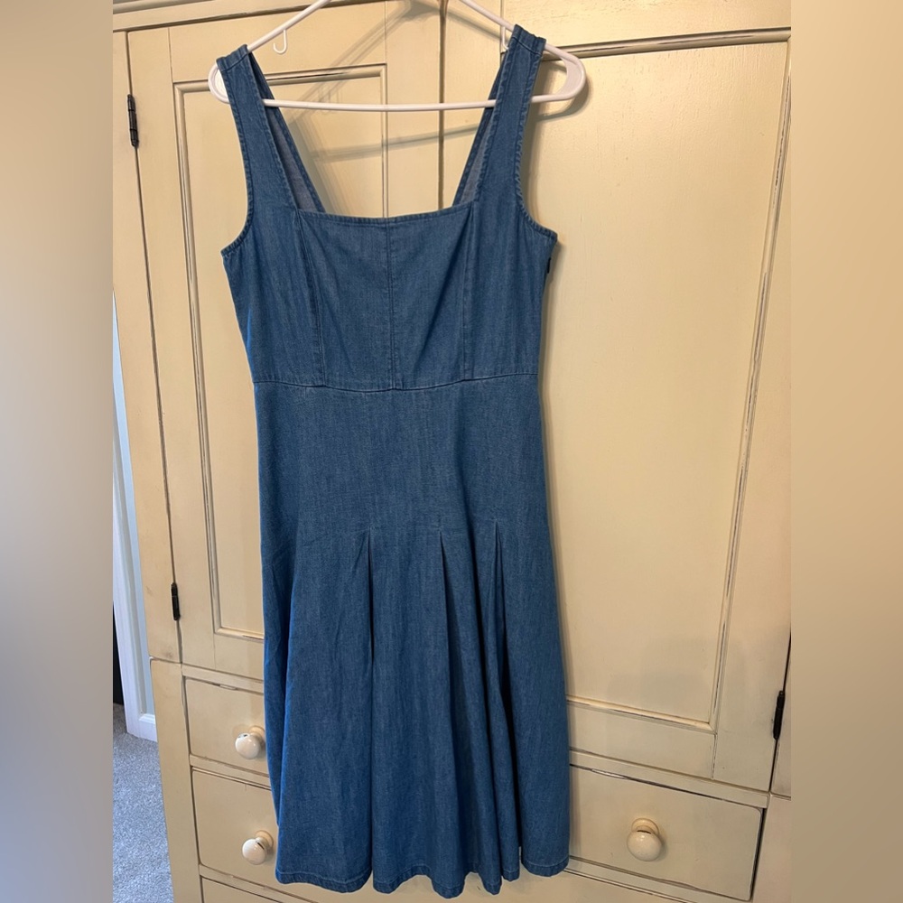 JCrew Chambray Pleated Dress